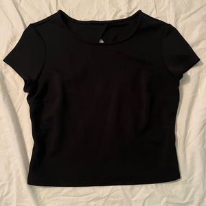shein black sexy cut out shirt